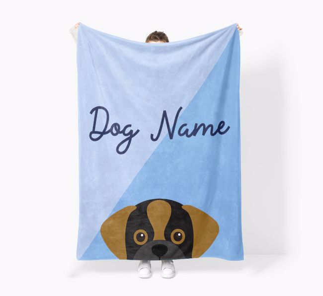 Peeking Name: Personalized {breedFullName} Premium Sherpa Fleece Blanket